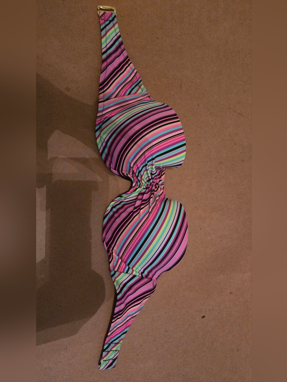 Victoria's Secret Multicolor Striped Bikini Top - Pink, Aqua & Black